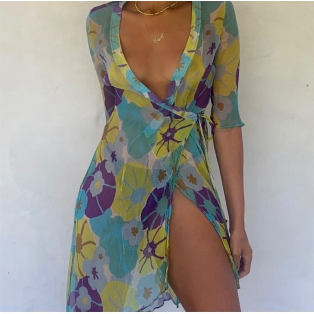 Vintage printed sheet wrap dress